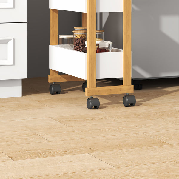 Carrello Portaoggetti Varulta Scaffale con Rotelle e 3 Scomparti 80 x 41 x 20 cm - Naturale / Bianco [en.casa]