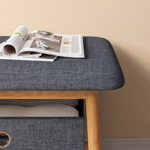 Banc à chaussures Vad bambou 90 x 30 x 45 cm naturel gris [en.casa]