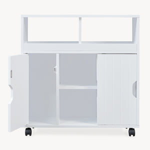 Armadietto Stretto Fadeskimma Mobile Contenitore con Rotelle e 3 Ante 72x70x20 cm Bianco [en.casa] 