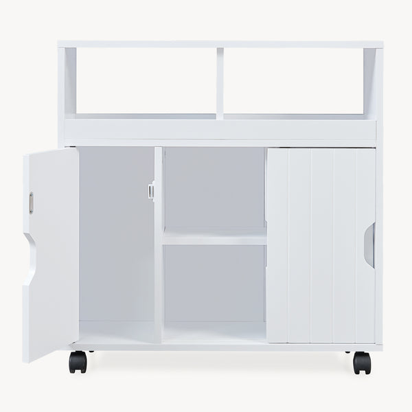 Armadietto Stretto Fadeskimma Mobile Contenitore con Rotelle e 3 Ante 72x70x20 cm Bianco [en.casa] 