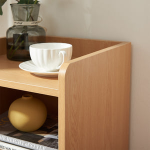 Comodino Bordkak con Cassetto e Scomparto Aperto 45 x 36 x 34 cm - Effetto Rovere / Bianco [en.casa]