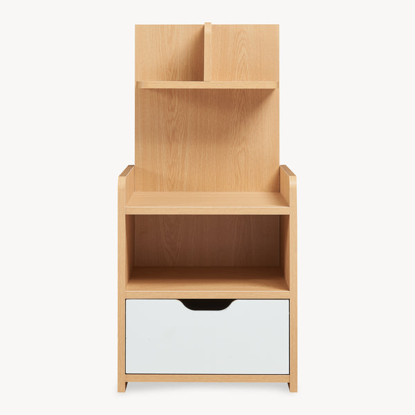 Table de nuit Bordkak avec une étagère 75 x 35 x 30 cm effet chêne / blanc [en.casa]