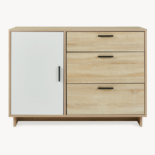 Commode Kenta 100 x 35 x 72 cm effet chêne sonoma blanc [en.casa]