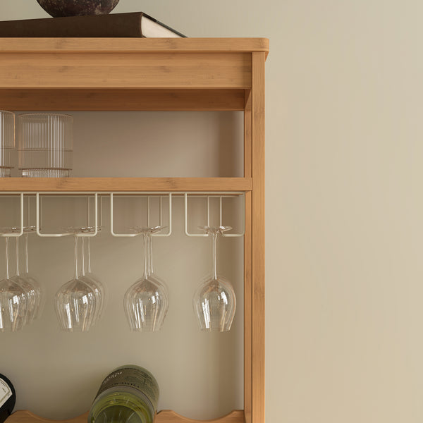 Scaffale Portabottiglie Fillby Cantinetta Vino 100 x 47 x 29 cm in Bambù Naturale [en.casa]