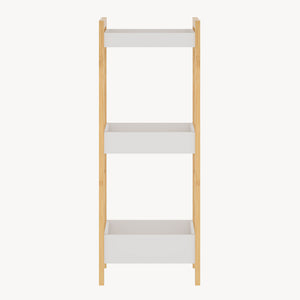 Scaffale da Terra Anun in Bambù Mobile da Bagno con 3 Cestini 78 x 80 x 40 cm - Color Naturale / Bianco [en.casa]