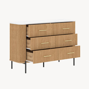 Commode Kokunse avec 6 tiroirs 120x42x78 cm aspect chêne [en.casa]