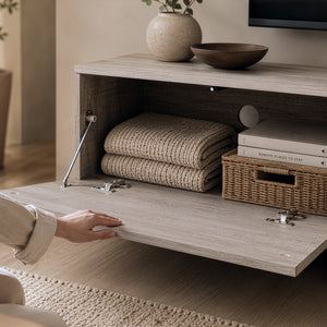 Meuble TV Kapipimso 194 x 31 x 37 cm effet chêne gris [en.casa]