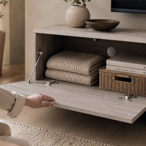 Meuble TV Kapipimso 194 x 31 x 37 cm effet chêne gris [en.casa]