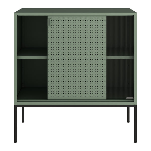 Credenza Eidsvoll in Acciaio con Anta Scorrevole 85 x 80 x 45 cm Verde [en.casa] 