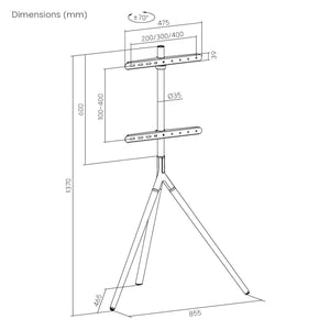Piedistallo Treppiede Valle per TV fino a 65 pollici - Nero pro.tec