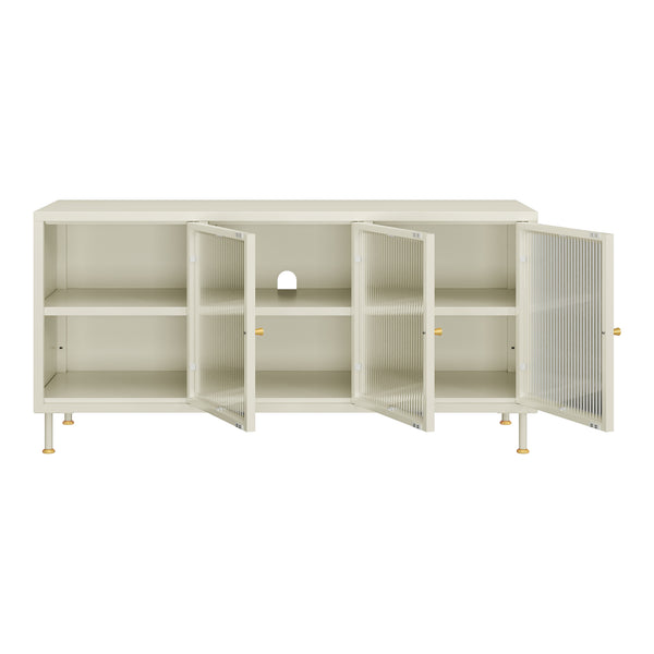 Meuble TV Lindau 120 x 40 x 59 cm blanc crème [en.casa]