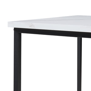 Lot de 3 tables basses gigognes Trollhättan noir effet marbre blanc [en.casa]