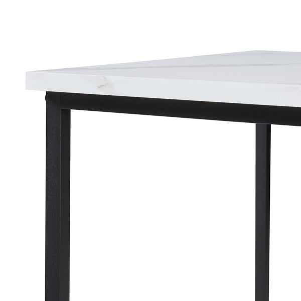 Lot de 3 tables basses gigognes Trollhättan noir effet marbre blanc [en.casa]