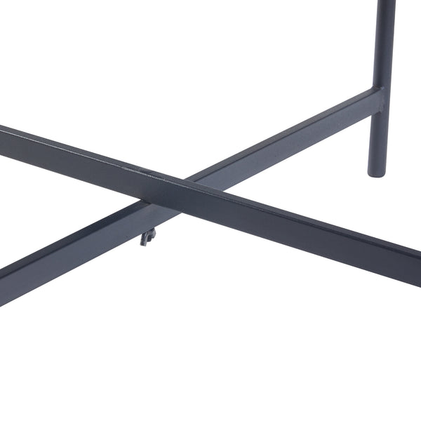 Set Lier di 2 Tavolini con Piano Rotondo in Vetro Temperato - Nero [en.casa]