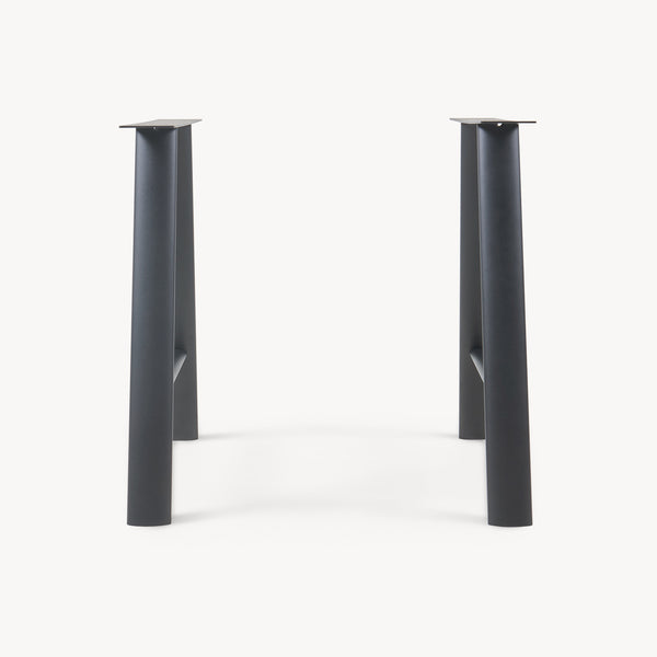 Set di 2 Gambe Hullem per Mobili 'Fai da Te' con Profili Ovali in Acciaio 72 x 70 x 10 cm - Nero [en.casa]