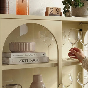 Vetrina-Sideboard Klippestad Acciaio 95x80x35 cm Colore cammello [en.casa]