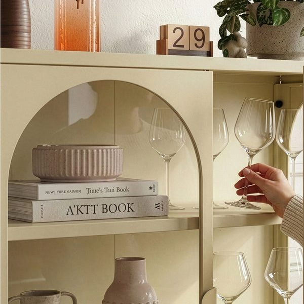 Vetrina-Sideboard Klippestad Acciaio 95x80x35 cm Colore cammello [en.casa]