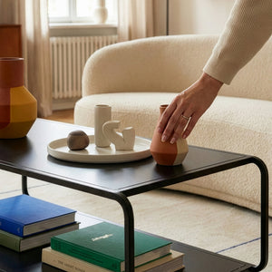 Tavolino da Salotto Færder in Acciaio con Doppio Ripiano 115x50x45 cm Nero opaco [en.casa]