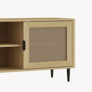 Meuble TV Lukhomso 152 x 40 x 54 cm effet chêne/ rotin [en.casa] 