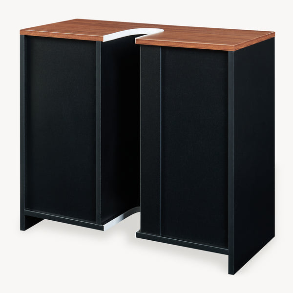 Mobile Sottolavabo Trond con Anta e 3 Vani Aperti 60 x 66 x 30 cm - Nero / Effetto Noce [en.casa]