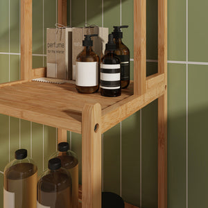 Scaffale da Bagno Anun in Bambù con 4 Scomparti Aperti 128 x 30 x 30 cm - Color Naturale [en.casa]

