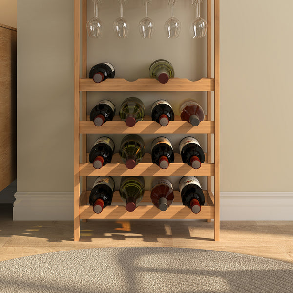 Scaffale Portabottiglie Fillby Cantinetta Vino 100 x 47 x 29 cm in Bambù Naturale [en.casa]