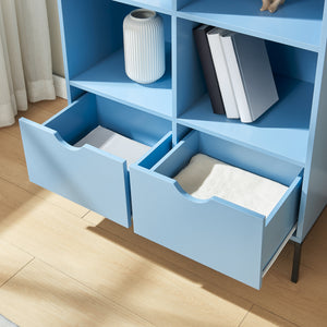 Libreria Colwyn a 4 Ripiani e 2 Cassetti Scaffale da Terra 105 x 80 x 40 cm - Blu [en.casa]