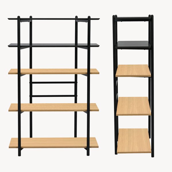 Libreria Kappespoo 124x80x35 cm Nero/effetto quercia [en.casa]
