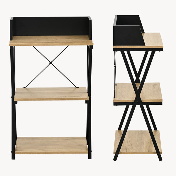 Libreria a colonna Kappespoo 84x50x30 cm Nero/effetto quercia [en.casa]
