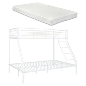 [neu.haus] Letto a castello metallo 2 Materassi a schiuma fredda Barriera anticaduta 200cm x 140/90cm Letto per bambini