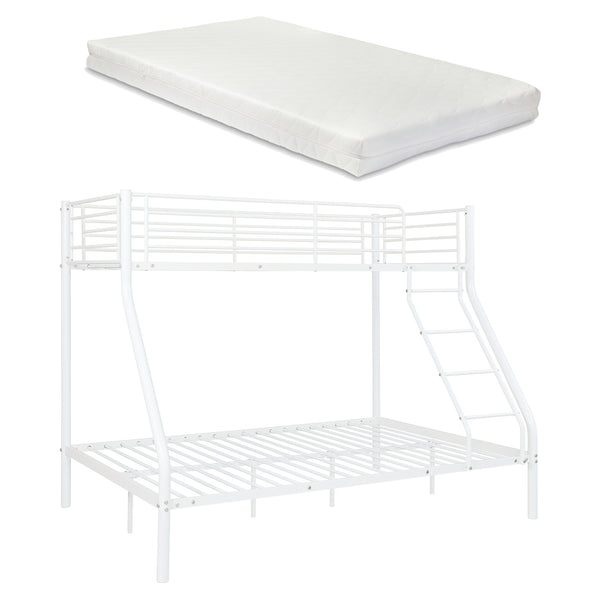 [neu.haus] Letto a castello metallo 2 Materassi a schiuma fredda Barriera anticaduta 200cm x 140/90cm Letto per bambini