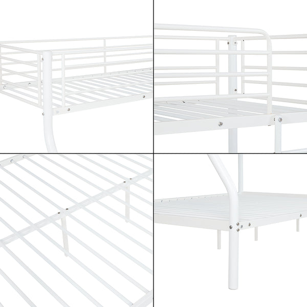 [neu.haus] Letto a castello metallo 2 Materassi a schiuma fredda Barriera anticaduta 200cm x 140/90cm Letto per bambini
