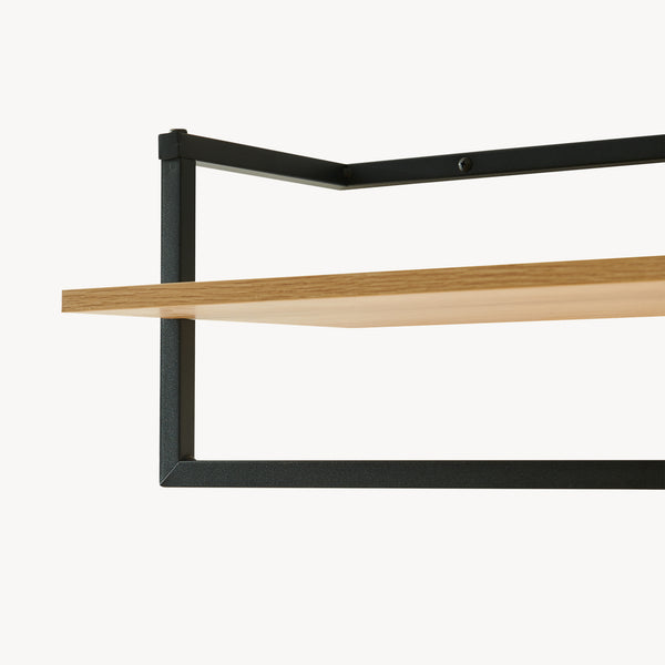 Barra Appendiabiti da Muro Evje con Piano di Appoggio 80 x 30 x 20 cm Effetto Legno / Nero [en.casa] 
