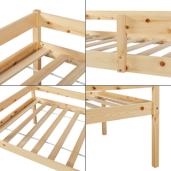 Lit gigogne pour enfant Sonkajärvi avec 2 tiroirs bois de pin 90 x 200 cm naturel [en.casa]