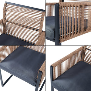 Ensemble de meubles de jardin 3 pièces Accadia noir marron gris casa.pro