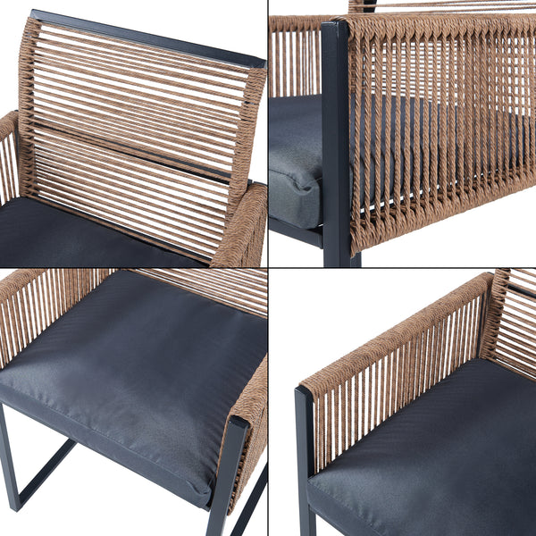 Ensemble de meubles de jardin 3 pièces Accadia noir marron gris casa.pro