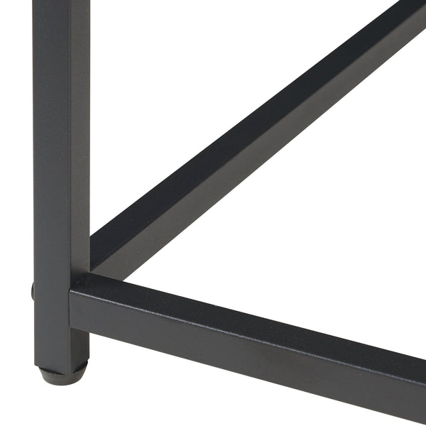 Lot de 3 tables basses gigognes Trollhättan noir effet marbre blanc [en.casa]