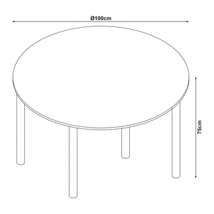 Ensemble de salle à manger Lindesberg pour 4 personnes avec table ronde marron clair [en.casa] 