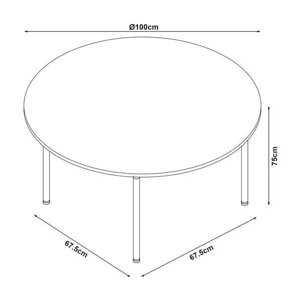 Set da Pranzo Hemnes Tavolo Rotondo Ø100 cm Effetto Rovere e 4 Sedie Tessuto Beige [en.casa]