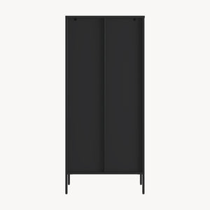 Mobile Vetrina Vinterhavn con Ante in Vetro e Ripiani 180 x 80 x 35 cm - Nero [en.casa]