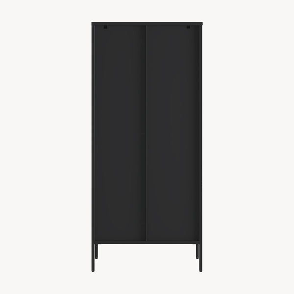 Mobile Vetrina Vinterhavn con Ante in Vetro e Ripiani 180 x 80 x 35 cm - Nero [en.casa]