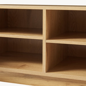 Meuble TV Ferrersp avec 2 portes 140 x 40 x 45 cm effet chêne / couleur sable [en.casa] 