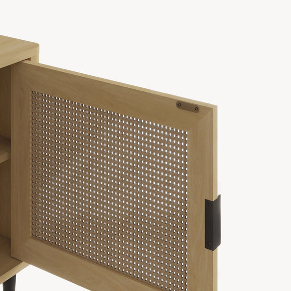 Meuble TV Lukhomso 152 x 40 x 54 cm effet chêne/ rotin [en.casa] 