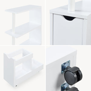 Scaffale da Bagno Fadeskimma Mobile Contenitore con Ripiani Cassetto e Scomparto Estraibile 113 x 19 x 45 cm - Bianco [en.casa] 