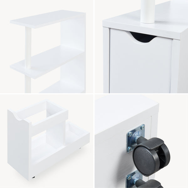 Scaffale da Bagno Fadeskimma Mobile Contenitore con Ripiani Cassetto e Scomparto Estraibile 113 x 19 x 45 cm - Bianco [en.casa] 