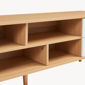 Meuble TV Bordkak 140 x 30 x 45 cm effet chêne blanc [en.casa] 