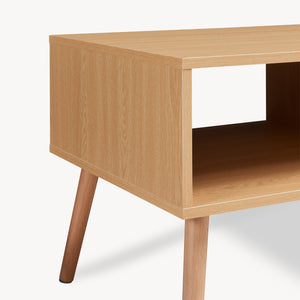 Table basse Bordkak avec tiroir 100 x 48 x 45 cm effet chêne blanc [en.casa]