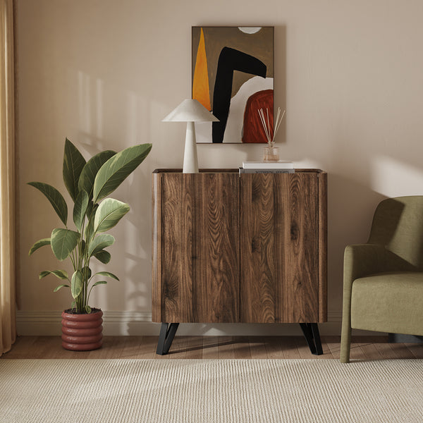 Comò Trorlon 83x80x40 cm effetto noce/travertino [en.casa]