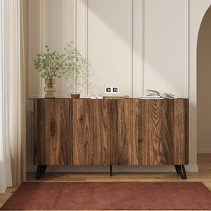 Sideboard Trorlon 160x40x83 cm effetto noce/travertino [en.casa]