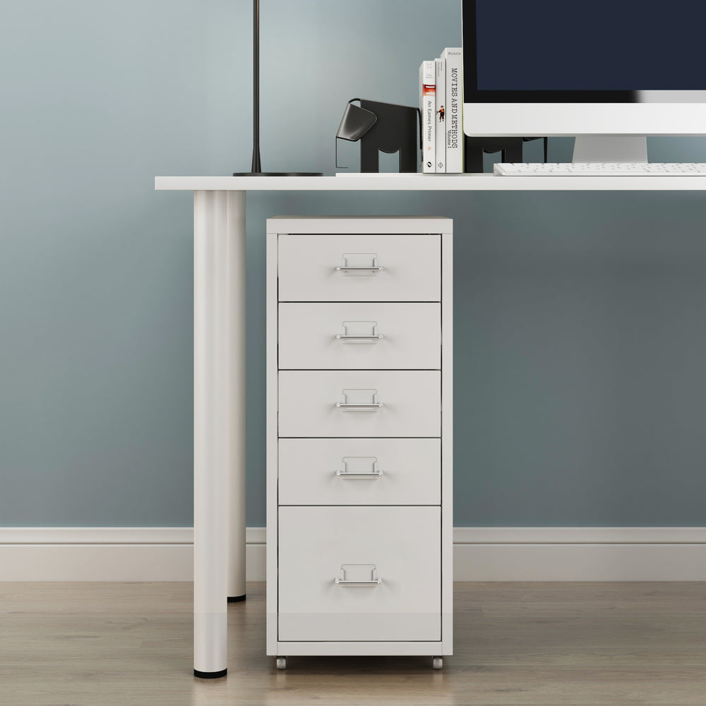 Caisson de bureau Kökar à roulettes avec 5 tiroirs 69 x 28 x 41 cm [en.casa]